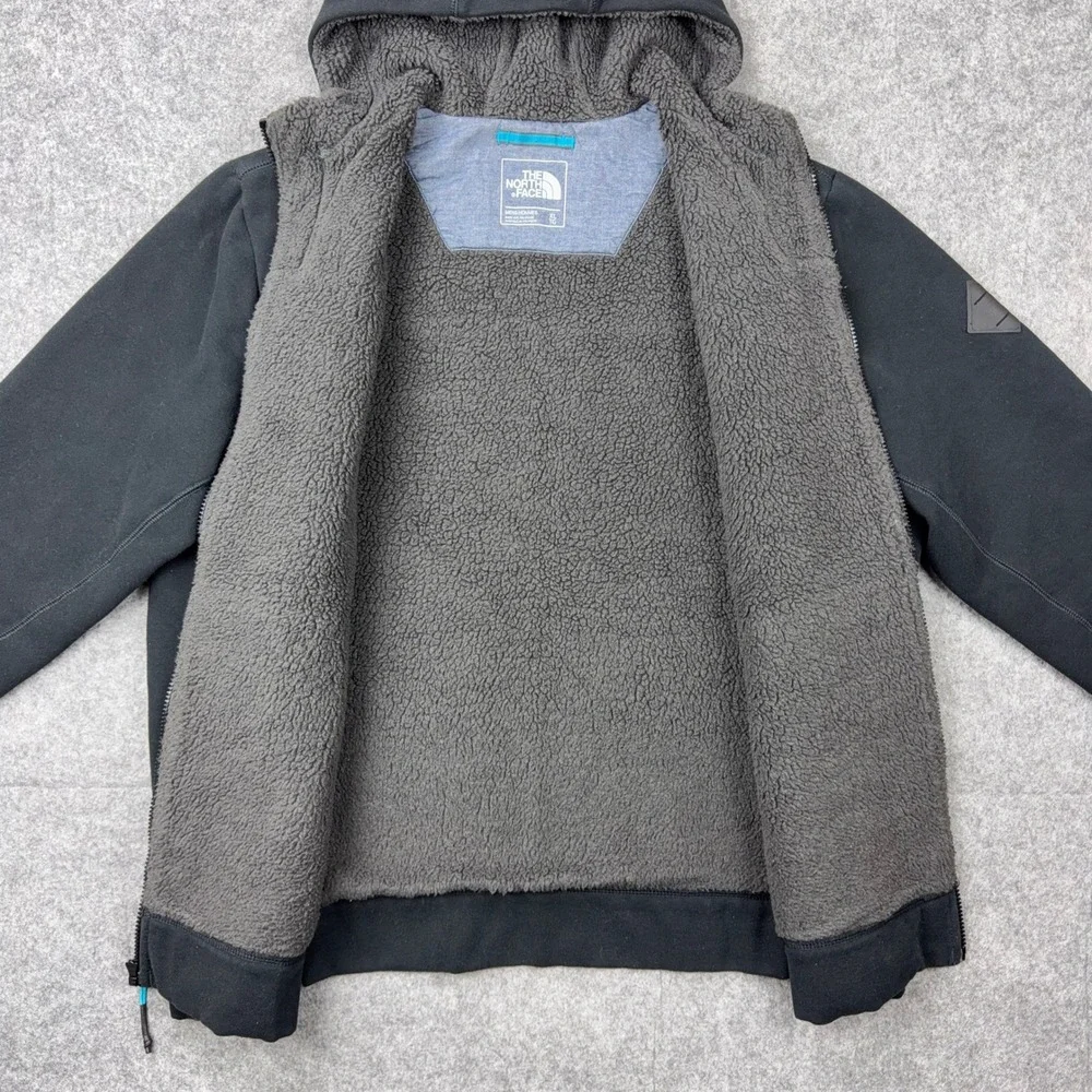 The North Face Hoodie Mens XL Black Sherpa Fleece Lined Full Zip Heavyweight